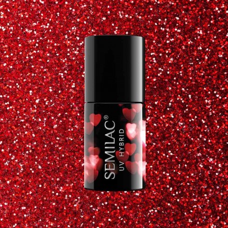 Semilac nº318 SanValentin - Red Glitter